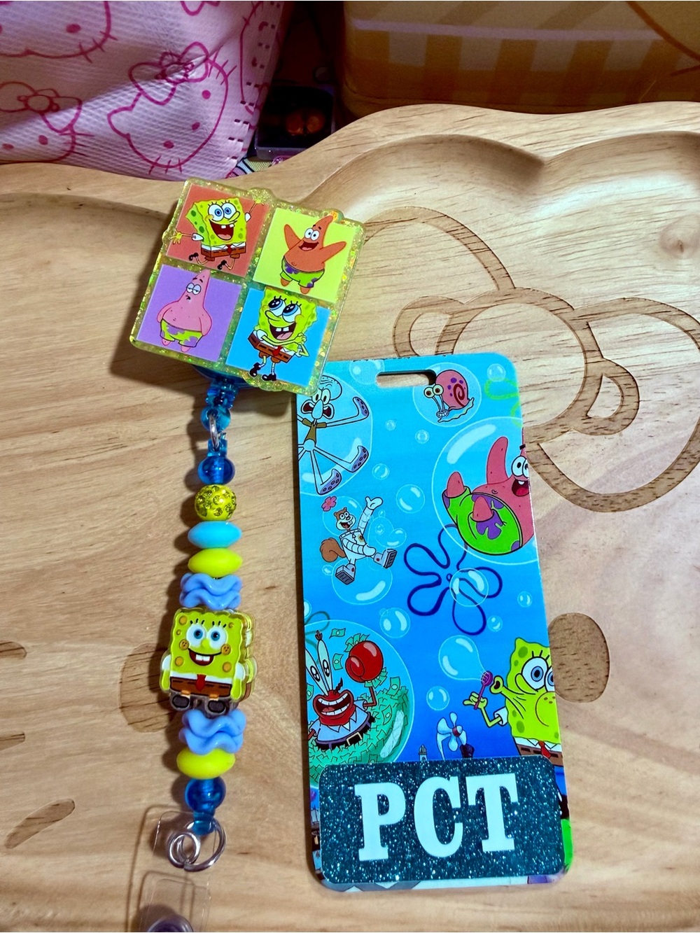 SpongeBob Squarepants Beaded Badge Reel with Matching PCT Badge Buddy